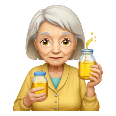 mulher idosa com as pernas cruzadas segurando xixi sticker