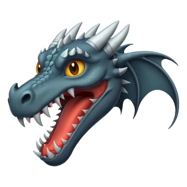iOS style emoji, minimal dragon fang, dark fantasy object sticker