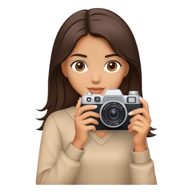 Brunette model with a camera sticker