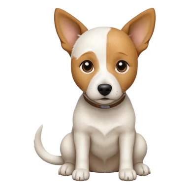 a full body facing front on of a buff white beagle cross jack russell terrier looking dog the size of a kelpie with light brown long ears resting on its face and a light brown patch above one eye and a large snout. the rest of the dog is completely white.  sticker