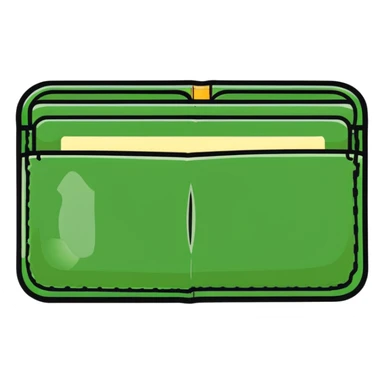 sleek black leather wallet open with exactly one dollar bill visible inside sticker