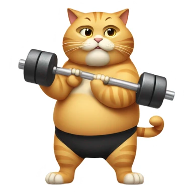 big strong fat cat lifting weight sticker