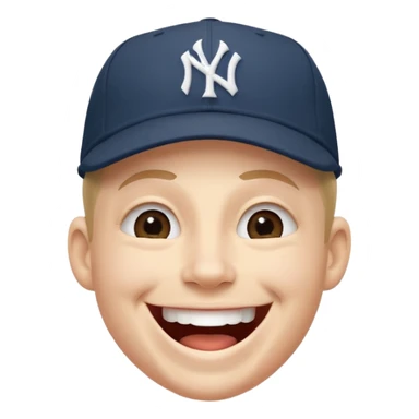 Laughing face wearing ny yankee cap sticker