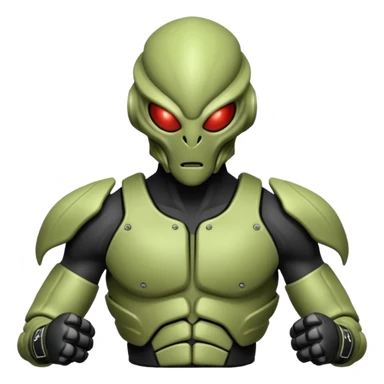 insectoid alien MMA fighter portrait, head and shoulders only, armored exoskeleton skin, sharp eyes, combat gloves, aggressive stance, 3D cartoon, mobile game icon style, clean background, no text, no watermark
 sticker