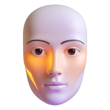 Minimalist futuristic AI avatar — clean glowing outline of a humanoid face, half-abstract with light reflections. sticker