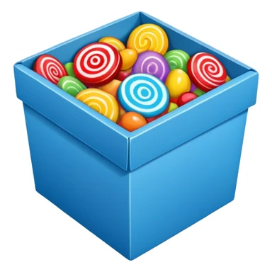blue cardboard box of candy sticker