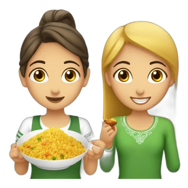 Algerian girl eating couscous and French girl eating pas y’a sticker