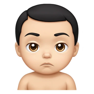 Judgmental baby with black hair and white but tan skin sticker
