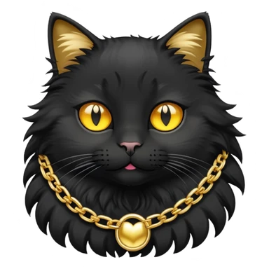 black cat wearing gold chain sticker