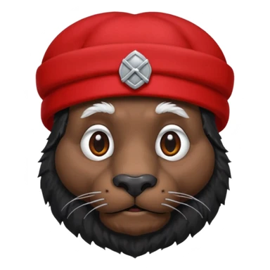 black suited old animal with red fes hat sticker