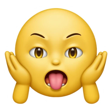 emoji choking itself with its hands, eyes clenched and tongue out sticker