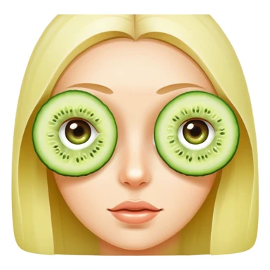 Girl doing skincare with cucumber  sticker