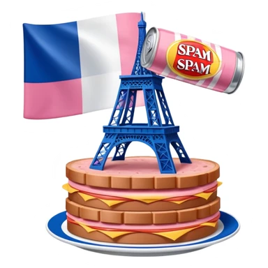 Spam meat Eiffel tower on a French flag sticker