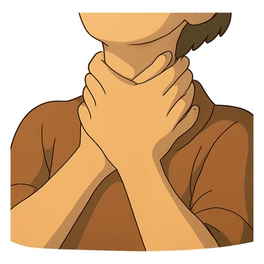 ghibli style hands at throat sticker