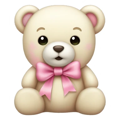 cute cream colored teddy bear with a pink bow sticker