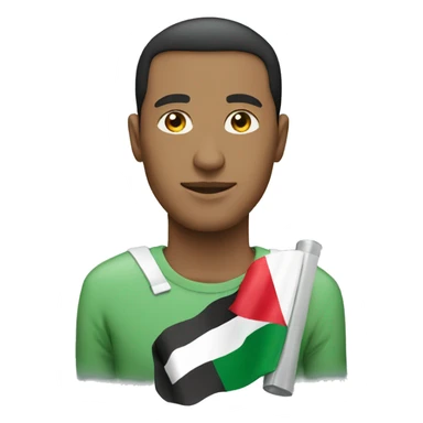 man with a flag free palestine sticker
