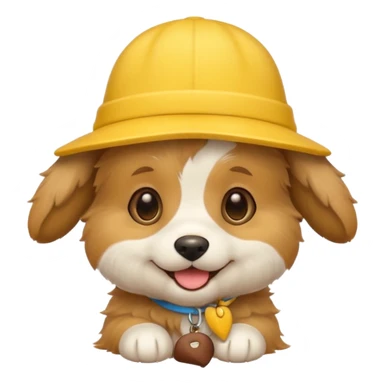 puppy dog with hat yellow sticker