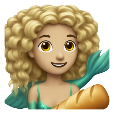 A mermaid with a baguette bread. sticker