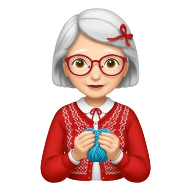knitting grandma red blouse sticker