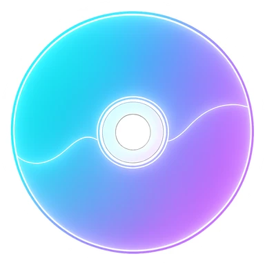 A minimalist CD disc with wave pattern, glowing effect sticker