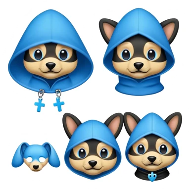 I would like a set of gay "pup" emojis, that are blue and black and a cross between pup hoods and fursonas sticker