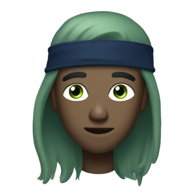 far-skinned guy with navy blue har and sage green eye with his hair covering one of his eyes sticker