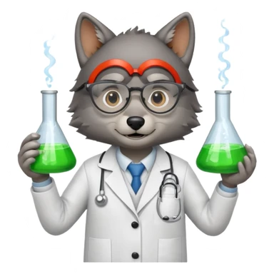 A wolf dressed as a scientist sticker