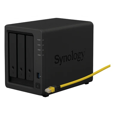 Synology NAS with a network cable plugged in sticker