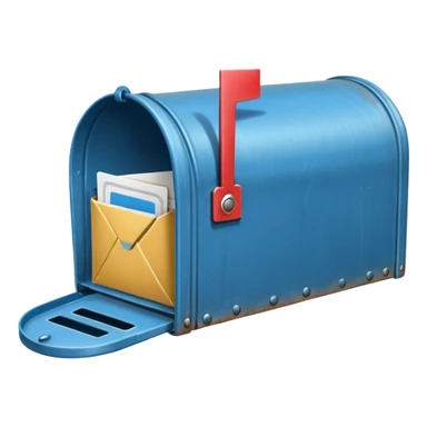 empty open blue mailbox sticker