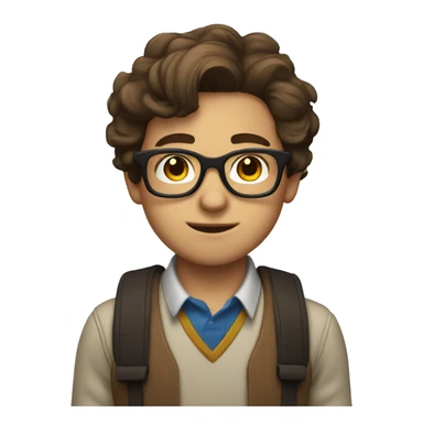 nerd boy with glasses, brown hair sticker