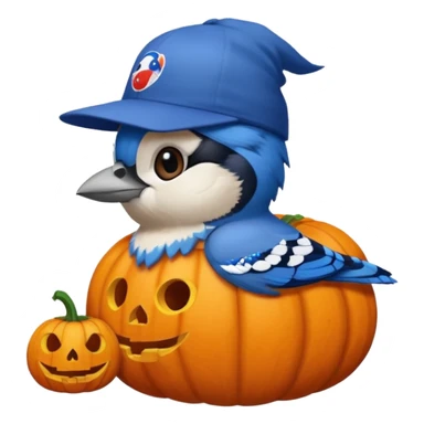 bluejay with Halloween pumpkin hat with bluejay baseball sticker sticker