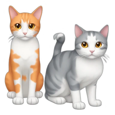 dual grey cat and white and orange cat sticker