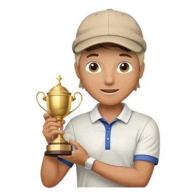 golfer celebrating a win holding a trophy sticker