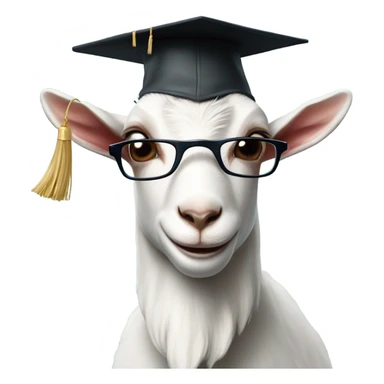 a very smart goat wearing glasses and graduation hat sticker