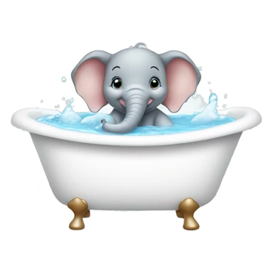 baby elephant having a bath in a white bathtub sticker