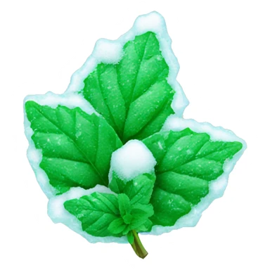 frozen mint with ice and snow on mint leaves sticker