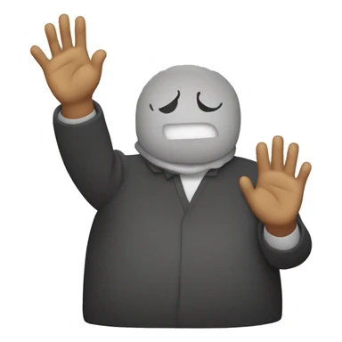 one hand on stomach, one hand in front waving "no thanks"  sticker