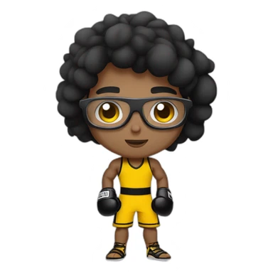 Boy Sri lankan MMA fighter with glases black and lisse hairwhit a boxer potition sticker