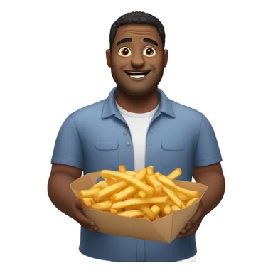 Extra large man holding extra large fry’s  sticker