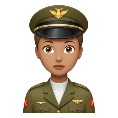 female soldier brown hair style sticker