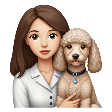 Long straight brown hair brown eyes beautiful women The white standard poodle you're holding sticker