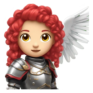 Make a anime 3D Poland doll girl with half white and red hair and wears a metal hussar armor and she have a polish symbol in her hair and she have white wings and she's cute and she's outside in a Park in real life  sticker