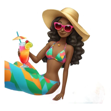 Girl on holiday having a cocktail by the pool sticker