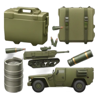 1 side with an Ammunition box with bullet and other side with a military vehicle  sticker