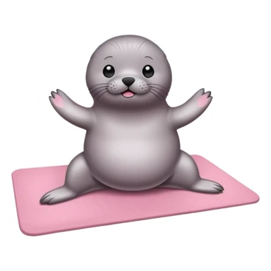 Seal on a light pink yoga mat on the beach sticker