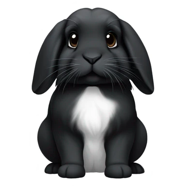 black holland lop bunny (portrait, facing forward, iOS 17 style, happy) sticker