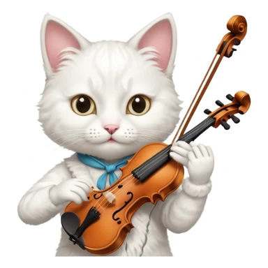 white cat play violin sticker