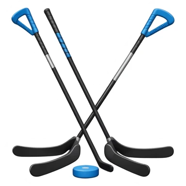two hockey sticks crossing and a puck like the original apple hockey stick emoji sticker