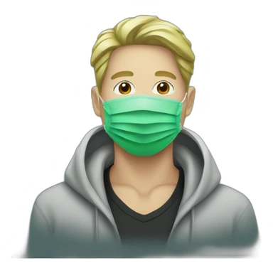 Man with green-medical-mask and black-hoody sticker