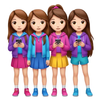 group of cute teenage girls with long hair sticker
